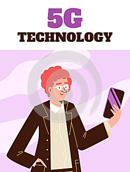 Vector poster with advertise of high speed technology 5g.
