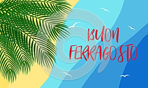 Vector poster concept Buon Ferragosto italian traditional august holiday