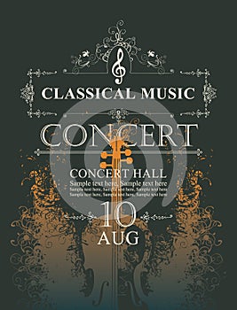 Poster for concert of classical music with violin photo