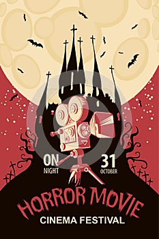 Poster for horror movie festival, scary cinema photo