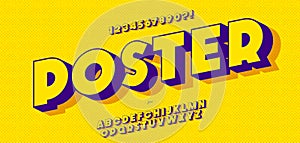 Vector poster font 3d bold style modern typography