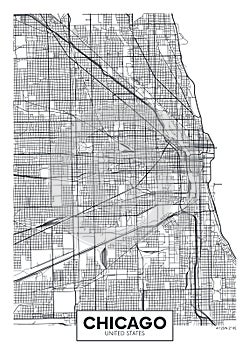 Vector poster map city Chicago