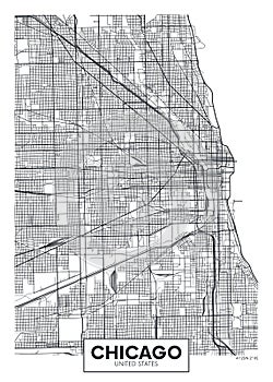 Vector poster map city Chicago photo