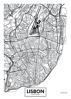 Vector poster map city Lisbon photo
