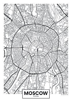 Vector poster map city Moscow