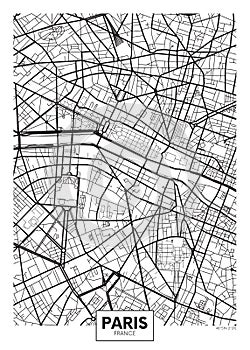 Vector poster map city Paris