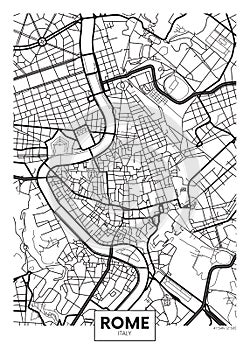 Vector poster map city Rome