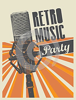 Vector poster for a retro party with microphone