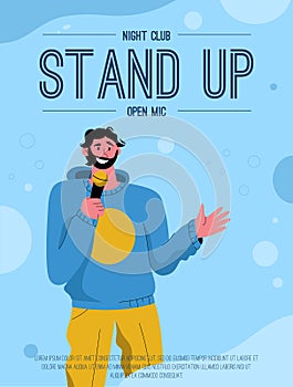 Vector poster of Stand Up Open Mic at Night Club concept