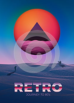 Vector poster template in 80s retro futurism style