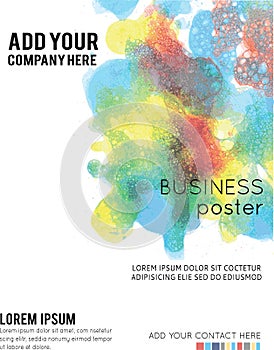 Vector Poster Template with Watercolor Paint Splash. Abstract Aquarelle Background for Business Flyers, Posters and Placards