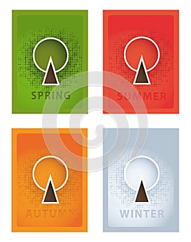 Vector posters. Four year seasons. Seasonal posters with stylize