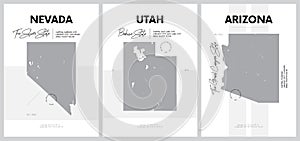 Pósters alto detallado de mapas de Estados de división montana, colocar 