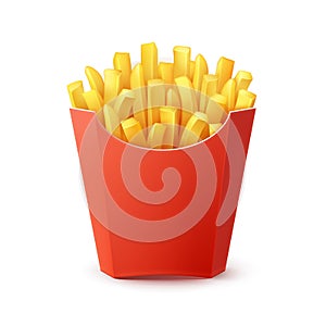 Vector Potatoes French Fries in Red Carton Package Box