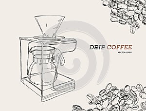 Vector Pour Over coffeemaker illustration