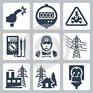 Vector power industry icons set