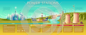 Vector power stations infographics template