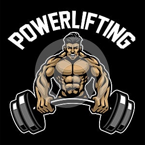 Powerlifting Logo with Muscle Man Hold the Barbell photo