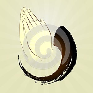 Vector: Praying hands, namaste, zen gesture