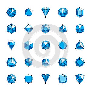 Vector precious decorative elements, polygonal. Set of vector di