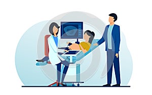 Vector of a pregnant woman getting ultrasound examination