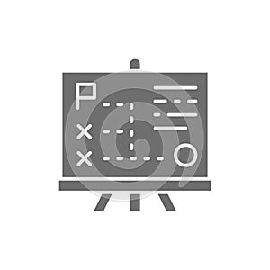 Vector presentation with diagram, training grey icon.