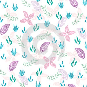 Vector pretty pastel transparency tropical floral seamless pattern background