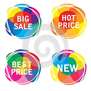 Vector price tags. sale offer labels