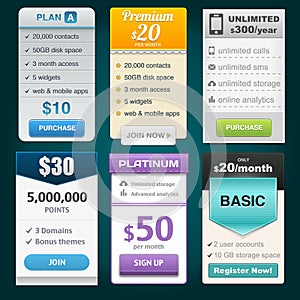 Vector Pricing Tables for Web