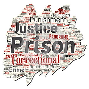 Vector prison, justice, crime old torn paper word cloud