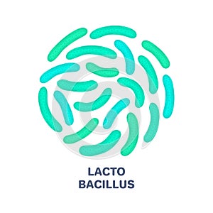 Vector probiotics in circular shape. Lactobacillus. Microbiome. Medicine or dietary supplement