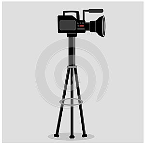 vector of professional digital camera for news reporter with tripod