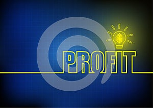 Vector : Profit with lightbulb on blue background