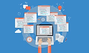 Vector programer develop web site and application on laptop