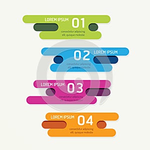 Vector progress banners with ribbon colorful tags.