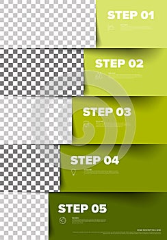 Vector progress with five diagonal stripe steps template
