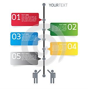 Vector progress icons for five steps or options