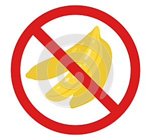 Vector prohibition sign with bananas. Don t pick fruit. Allergy danger. Does not contain bananas