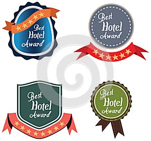 Vector promo label for best hotel of year award.