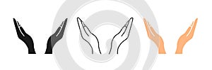 Vector protecting hands icon. Cupped hands