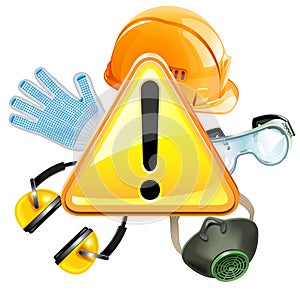 Vector Protective Equipment Concept with Triangle Sign