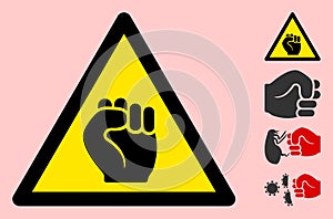 Vector Protest Fist Warning Triangle Sign Icon