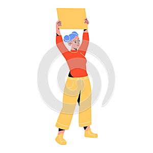 vector protest woman cartoon illustration isolated sticker