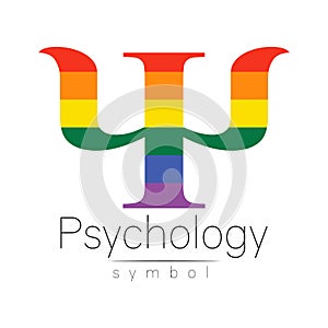 Vector psychology LGBTQA symbol. Pride flag background. Icon for gay, lesbian, bisexual, transsexual, queer and allies