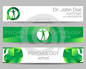 Vector Psychology Web banner design background or header Templates. Symbol and icon. Profile Human. Creative style