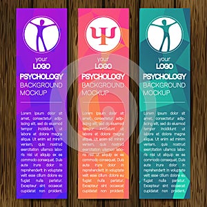 Vector Psychology Web vertical banner design background or header Templates. Psi sign. Symbol and icon, icon.