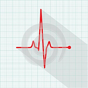 Vector pulse icon isolated over cardiogram grid