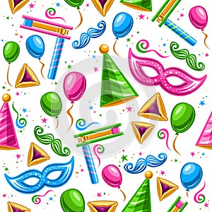 Vector Purim Seamless Pattern