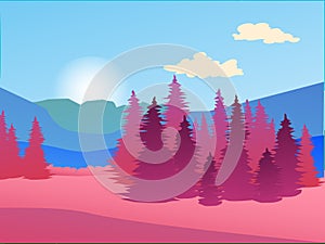 Vector purple and blue background Nature landsacape Mountain and photo