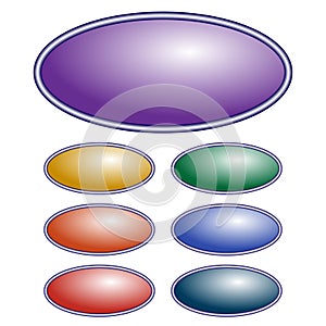 Vector Purple ellipse button. Set of different colored buttons.